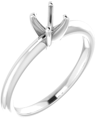 14K White  4.8 mm Round Solitaire Engagement Ring Mounting (1)