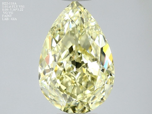 1.01 carat Fancy Light Yellow-VS1 Natūralus Pear Deimantas (1)