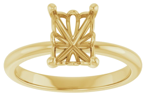 Sužadėtuvių Žiedas „Solitaire“ 585 Geltonojo Aukso Emerald 8mm x 6mm (3)