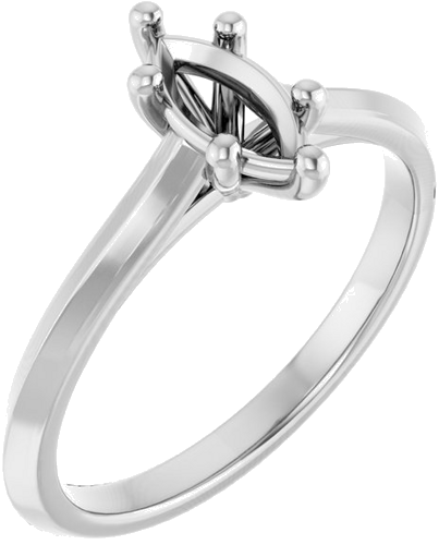 14K White 8x4 mm Marquise Solitaire Engagement Ring Mounting (1)
