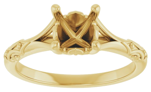 14K Yellow 6.5 mm Round Solitaire Engagement Ring Mounting (3)