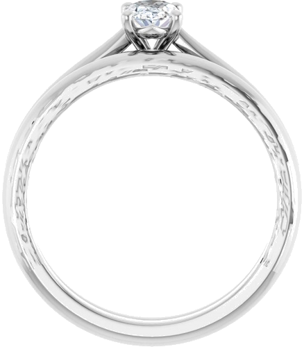 Sužadėtuvių Žiedas „Solitaire“ 585 Baltojo Aukso Oval 6mm x 4mm (7)