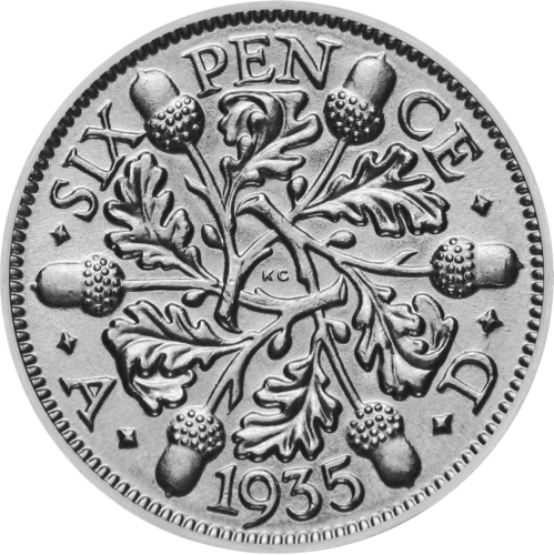 6 Pence George V (1927-1936) United Kingdom Silver Coin (Type 4) (2)