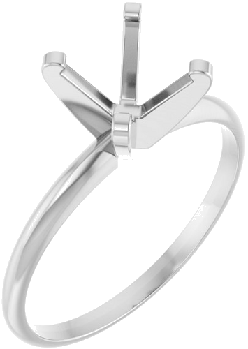 14K White 5.5 x 5.5 mm Square Ultra-Lightweight Solitaire Engagement Ring Mounting (1)