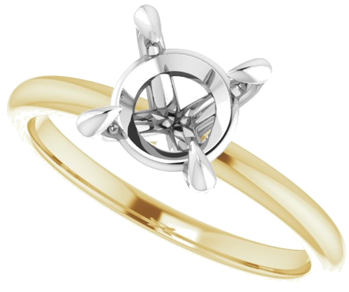 14K Yellow White 7.4 mm Round Engagement Ring Mounting (5)