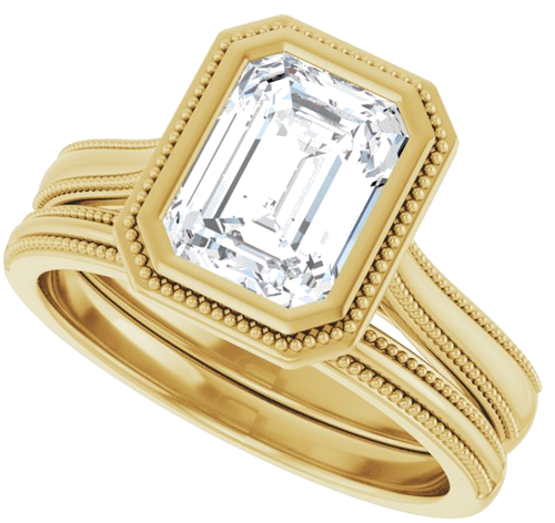 14K Yellow 8x6 mm Emerald Solitaire Engagement Ring Mounting (10)