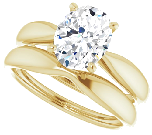 Sužadėtuvių Žiedas „Solitaire“ 585 Geltonojo Aukso Oval 9mm x 7mm (10)