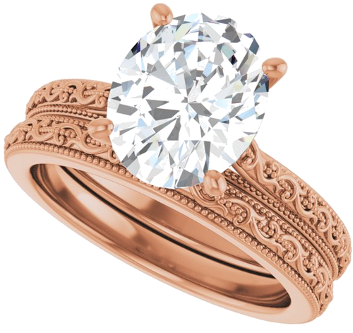 14K Rose  10x8 mm Oval Solitaire Engagement Ring Mounting (10)