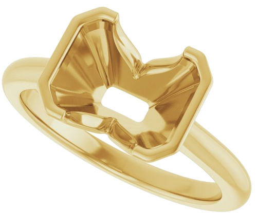 Sužadėtuvių Žiedas „Half Bezel Solitaire“ 585 Geltonojo Aukso Emerald 9mm x 7mm (5)