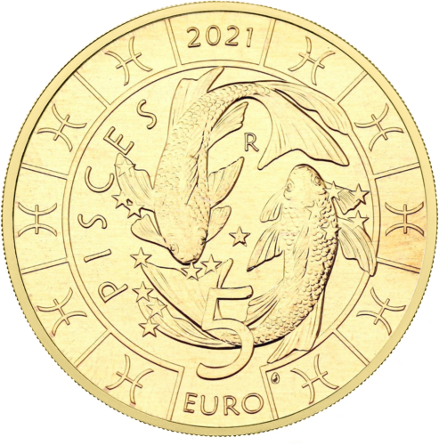 2021 San Marinas Žuvys (Zodiakas) 5 eurų moneta (1)