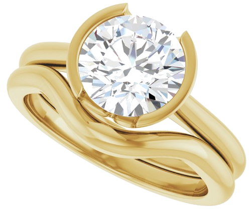 Sužadėtuvių Žiedas „Half Bezel Solitaire“ 585 Geltonojo Aukso Round 8mm (10)