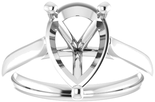 14K White 12x8 mm Pear Engagement Ring Mounting (3)