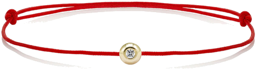 Red thread bracelet with a gold bead and diamond (1)