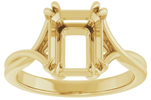 Sužadėtuvių Žiedas „Solitaire“ 585 Geltonojo Aukso Emerald 9mm x 7mm (3)