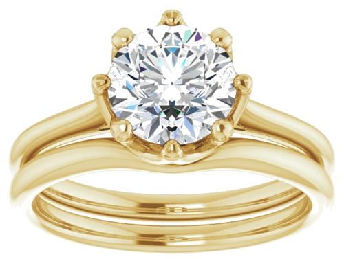 Sužadėtuvių Žiedas „Solitaire“ 585 Geltonojo Aukso Round 7.4mm (8)