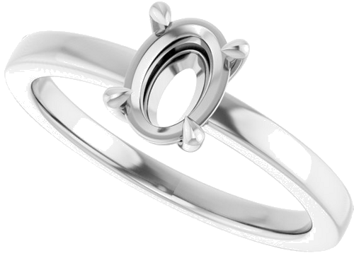 14K White 7x5 mm Oval Solitaire Engagement Ring Mounting (5)