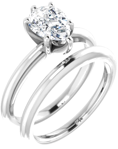 14K White  8x6 mm Pear Solitaire Engagement Ring Mounting (6)