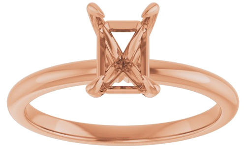 14K Rose  7x5 mm Emerald Solitaire Engagement Ring Mounting (3)