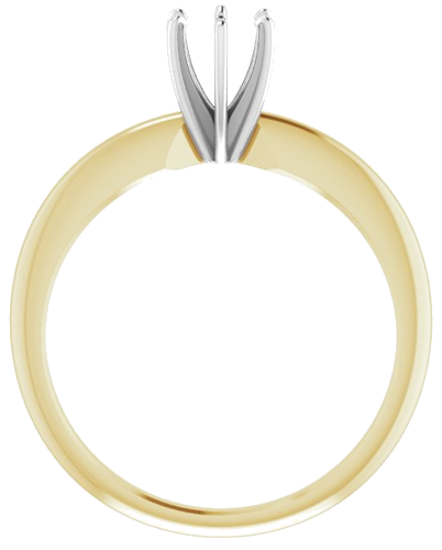 14K Yellow   White 4.2-4.9 mm Round 6-Prong Comfort-Fit Solitaire Ring Mounting (2)