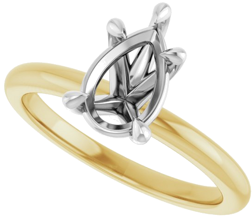 Sužadėtuvių Žiedas 585 Baltojo Ir Geltonojo Aukso Pear Shape 9mm x 6mm (5)