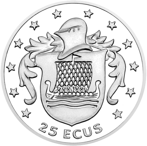 1994 Viking Longship Isle of Man 25 ECUs Silver Coin (1)