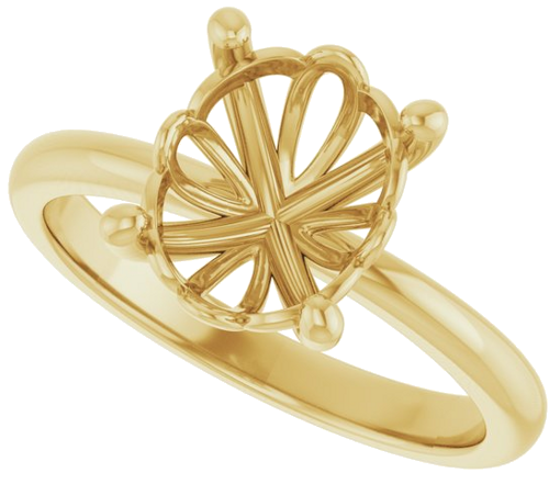 14K Yellow 10x8 mm Oval Solitaire Engagement Ring Mounting (5)