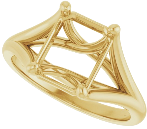 14K Yellow 9x7 mm Emerald Solitaire Engagement Ring Mounting (5)