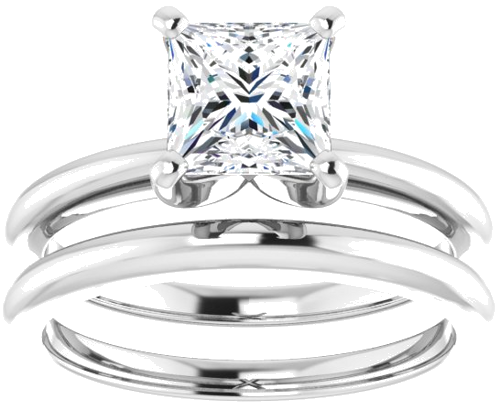 Platinum  6 mm Square Solitaire Engagement Ring Mounting (8)