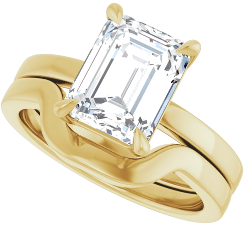 14K Yellow 9x7 mm Emerald Solitaire Engagement Ring Mounting (10)