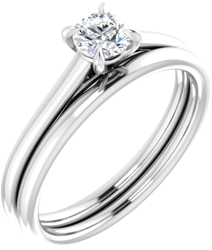 14K White  4.4 mm Round Solitaire Engagement Ring Mounting (6)