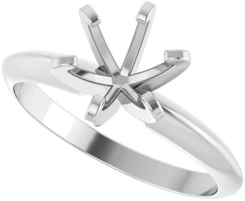 14K White 6.4 mm Round Engagement Ring Mounting (5)