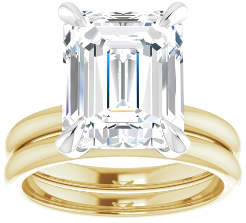 18K Yellow White 11 x 9 mm Emerald Engagement Ring Mounting (8)