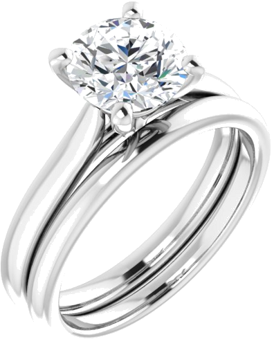 14K White 7.4 mm Round Engagement Ring Mounting (6)