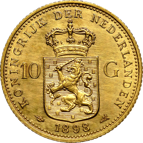 10 Gulden gold coin Wilhelmina (1898) Kingdom of Netherlands (2)