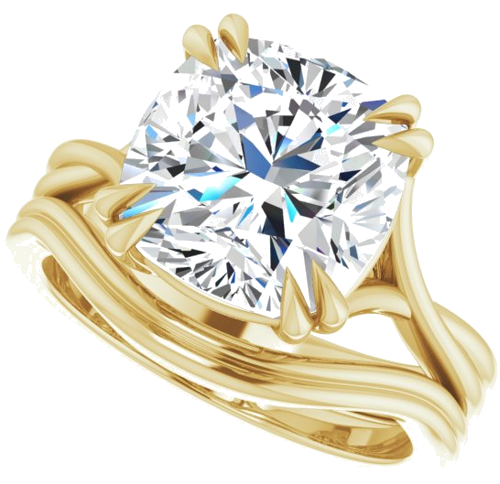 Sužadėtuvių Žiedas „Solitaire“ 585 Geltonojo Aukso Cushion 10mm (10)