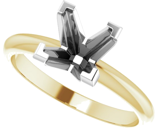 Sužadėtuvių Žiedas „V-End Solitaire“ 585 Baltojo Ir Geltonojo Aukso Square 6.5mm (5)