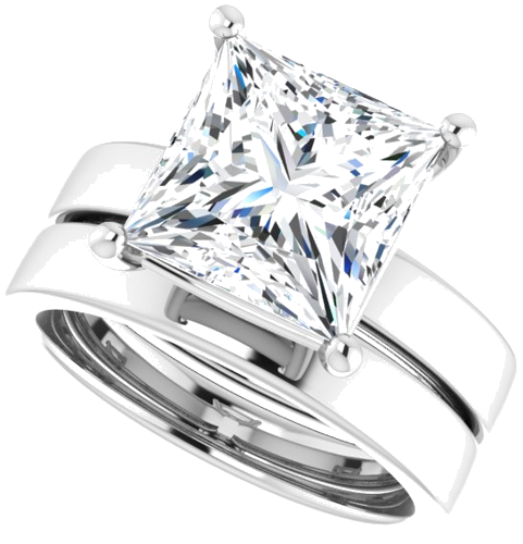 14K White 9 mm Square Solitaire Engagement Ring Mounting (10)