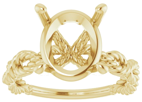 Sužadėtuvių Žiedas „Solitaire Twisted Rope“ 14k yellow gold Oval 12mm x 10mm (3)