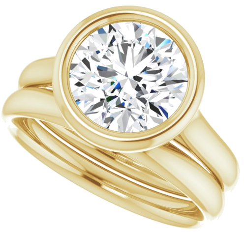 Sužadėtuvių Žiedas „Bezel-Set Solitaire“ 585 Geltonojo Aukso Round 8.8mm (10)