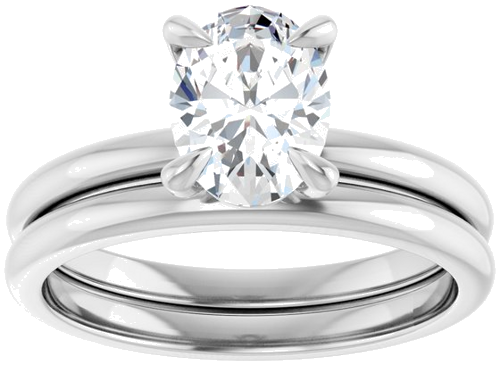 18K White  8x6 mm Oval Solitaire Engagement Ring Mounting (8)