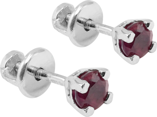 Серьги из белого золота, инкрустированные корундовыми рубинами (1)