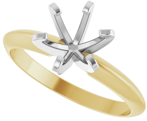 Sužadėtuvių Žiedas „Solitaire“ 585 Baltojo Ir Geltonojo Aukso Round 6.4mm (5)