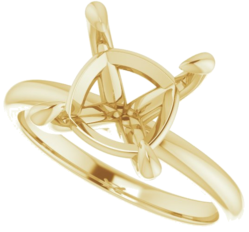 14K Yellow  9x9 mm Cushion Solitaire Engagement Ring Mounting (5)