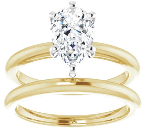 Sužadėtuvių Žiedas „Solitaire“ 585 Baltojo Ir Geltonojo Aukso Pear Shape 9mm x 6mm (8)