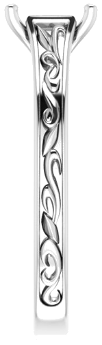 Sužadėtuvių Žiedas „Scroll Solitaire“ 585 Baltojo Aukso Emerald 6mm x 4mm (4)