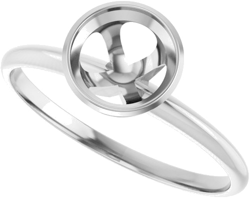 14K White 6.5 mm Round Solitaire Engagement Ring Mounting (5)