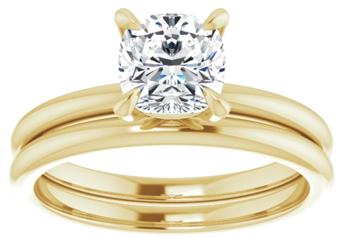 14K Yellow  6x6 mm Cushion Solitaire Engagement Ring Mounting (8)
