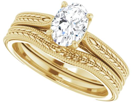 Sužadėtuvių Žiedas „Solitaire“ 585 Geltonojo Aukso Oval 7mm x 5mm (10)