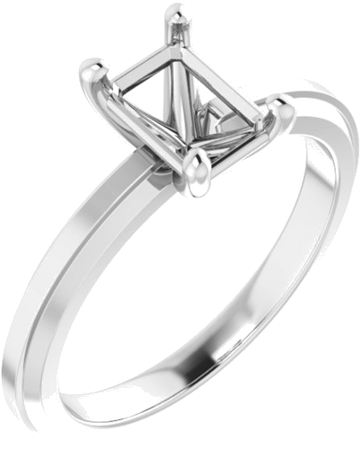 14K White 7x5 mm Emerald Solitaire Engagement Ring Mounting (1)