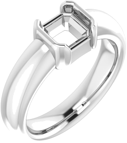 Sužadėtuvių Žiedas „Half Bezel Solitaire“ 585 Baltojo Aukso Asscher 6mm (1)